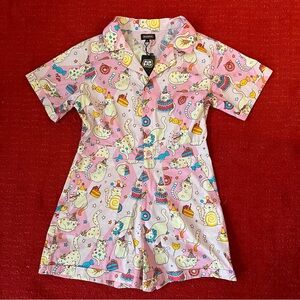 Run & Fly Pink Cat Party Romper